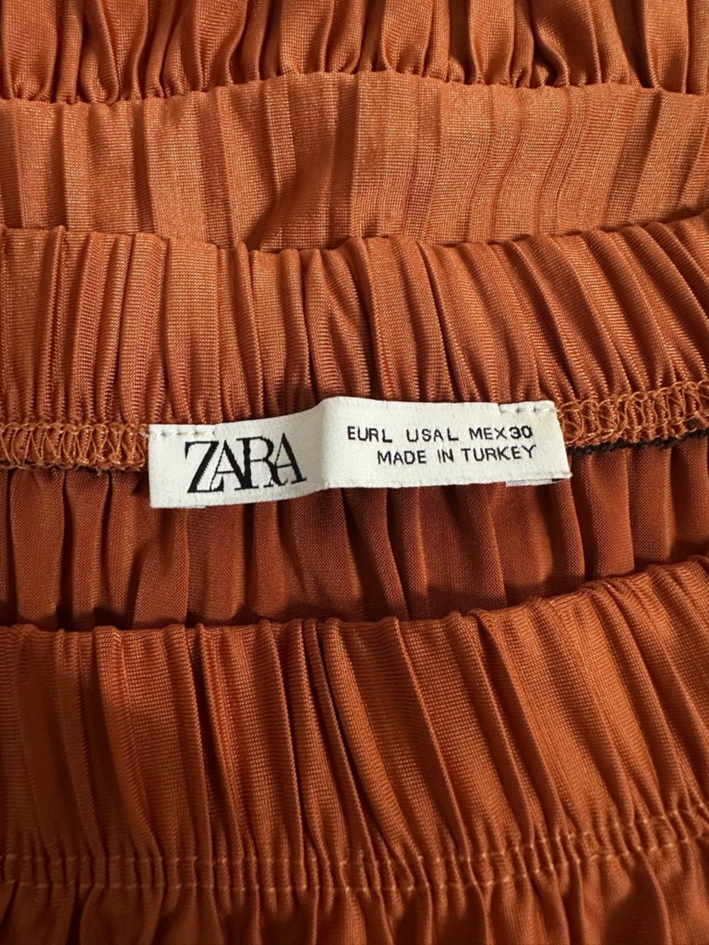 Zara Pleated Ruffle Mini Skirt in Rust Terracotta Size Large - Picture 3 of 6